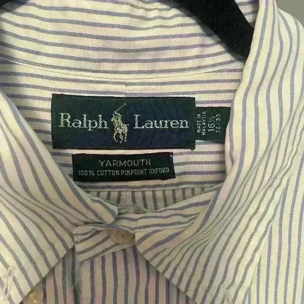 Ralph Lauren Blue Stripe Long Sleeve Button Up Shirt XL Yarmouth 100% Cotton EUC - Picture 2 of 5
